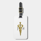 Classy Noble Medical Asclepius Elegant Gold Silver Bagagelabel (Voorkant verticaal)