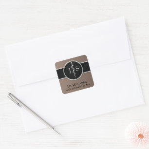 Classy Noble Rod of Asclepius Silver Medical Vierkante Sticker