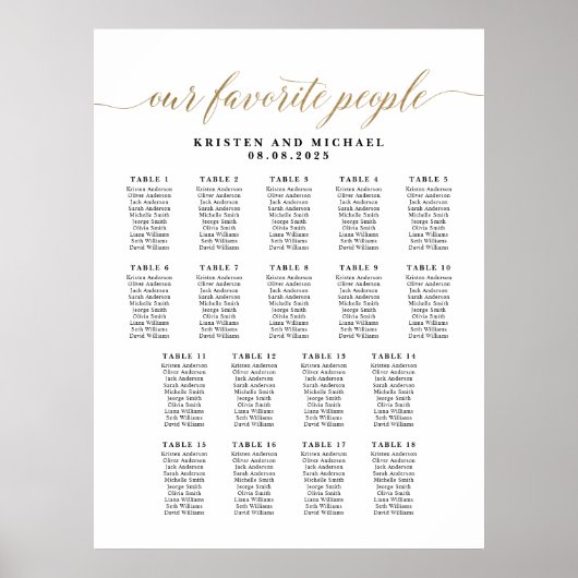 Classy Notre Tableau De 18 Tables Préféré (Devant)