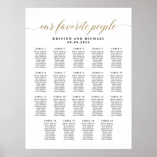 Classy Notre Tableau De 19 Tables Préférée (Devant)