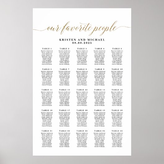 Classy Notre Tableau De 25 Tables Préférée (Devant)