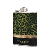 Classy Olive Green Leopard Animal Print Heupfles (Links)