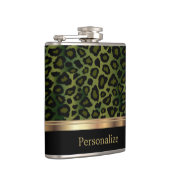 Classy Olive Green Leopard Animal Print Heupfles (Rechts)