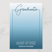 Classy Ombre Blauwgroen Blue Green Afstuderen Aankondiging (Voorkant)