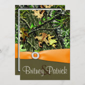 Classy Oranje Hunting Camo Wedding Invitations Kaart (Voorkant / Achterkant)