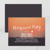 Classy Oranje Sunset Skyline Retirement Party Kaart (Voorkant / Achterkant)