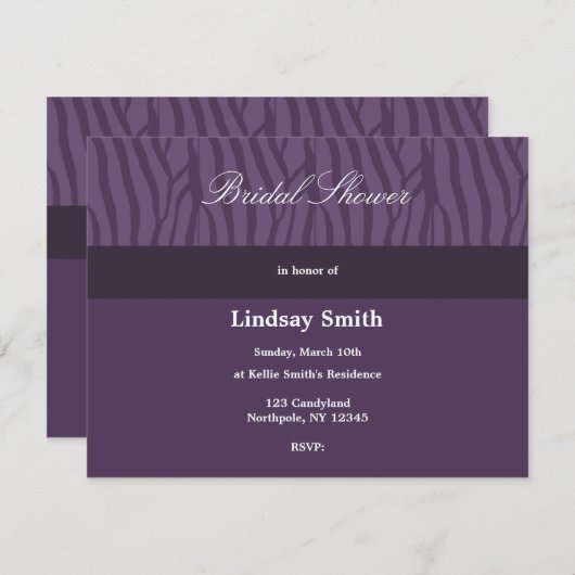 Classy Paars Bridal Shower Kaart (Voorkant / Achterkant)
