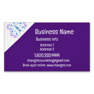 Classy Paars Butterfly Change counseling Service Magnetisch Visitekaartje