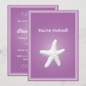 Classy Paars Starfish repesial Dinner Invitation Kaart (Voorkant / Achterkant)