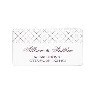 Classy Paarse Controleer Patroon Adres Label