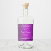 Classy Paarse met Glitter Initialen Productlabels Likeurfles Etiket (Voorkant)