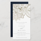 Classy  Paisley Ivory Gold Verloving Invite Bedankkaart (Voorkant / Achterkant)