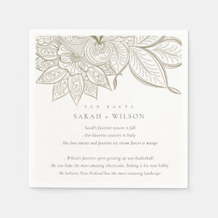 Classy  Paisley Ivory Gold Wedding Fun Facts Servet