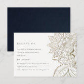Classy Paisley Ivory Gold Wedding Reception Informatiekaartje (Voorkant / Achterkant)