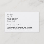 Classy Party Planner en Organisator Visitekaartje (Achterkant)