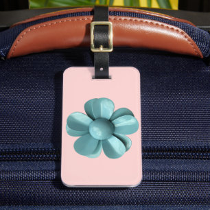 Classy Pastel Blauw Daisy Blossom MOD Roze Bloem Bagagelabel