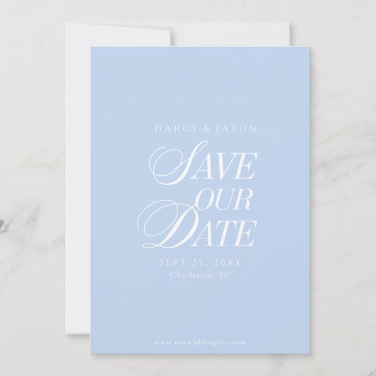 Classy Pastel Blue Elegant Save the Date Card (Voorkant)