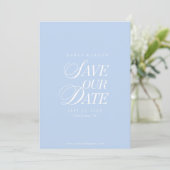 Classy Pastel Blue Elegant Save the Date Card (Staand voorkant)