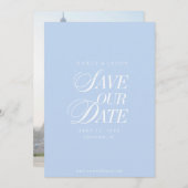 Classy Pastel Blue Elegant Save the Date Card (Voorkant / Achterkant)