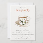 Classy Pastel Floral Tea Cup Christmas Tea Party Kaart (Voorkant)