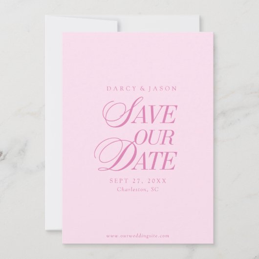 Classy Pastel Pink Elegant Save the Date Card (Devant)