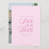Classy Pastel Pink Elegant Save the Date Card (Devant / Derrière)