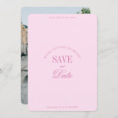 Classy Pastel Pink Elegant Save the Date Card (Voorkant / Achterkant)