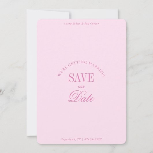 Classy Pastel Pink Elegant Save the Date Card (Voorkant)