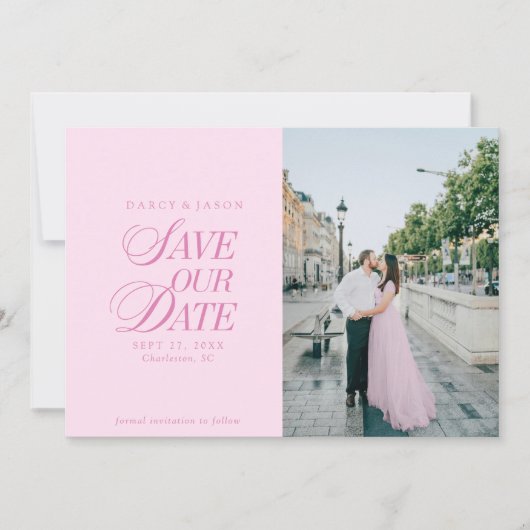 Classy Pastel Pink Elegant Save the Date Card (Devant)