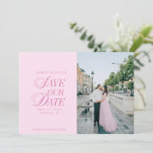 Classy Pastel Pink Elegant Save the Date Card (Debout devant)
