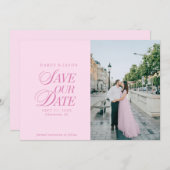 Classy Pastel Pink Elegant Save the Date Card (Devant / Derrière)