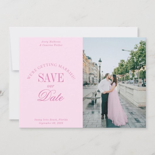 Classy Pastel Pink Elegant Save the Date Card (Voorkant)