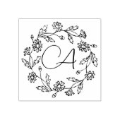 Classy pensioen moderne bloem zwart 	rubberstempel (Afrduk)