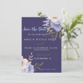 Classy Periwinkle anemone Save the Date Kaart (Staand voorkant)