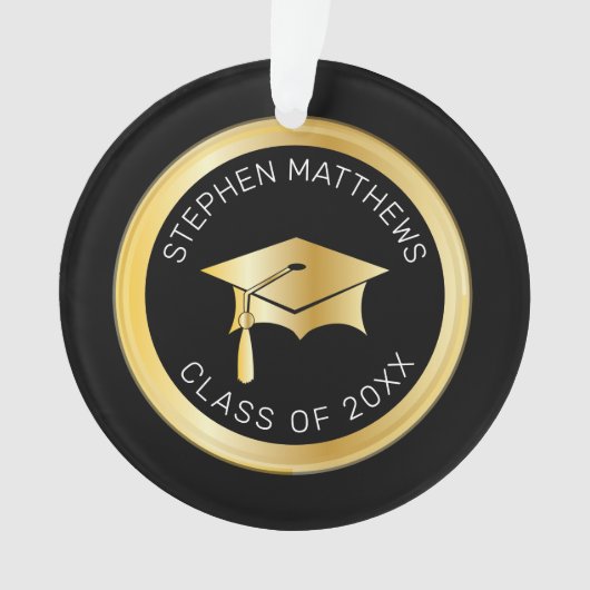 Classy Personalized Gold Graduation Cap and Tassel Ornament (voorkant)