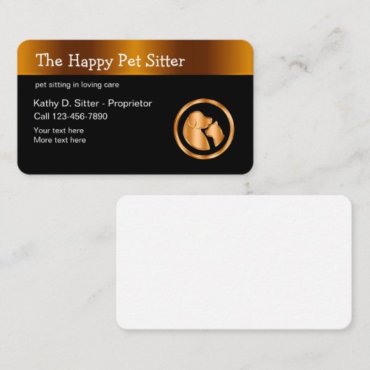 Classy Pet Sitter Visitekaartjes Design (Voorkant / Achterkant)