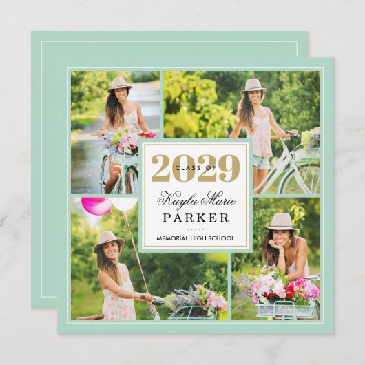 Classy Photo Collage Graduation Invitation (Devant / Derrière)