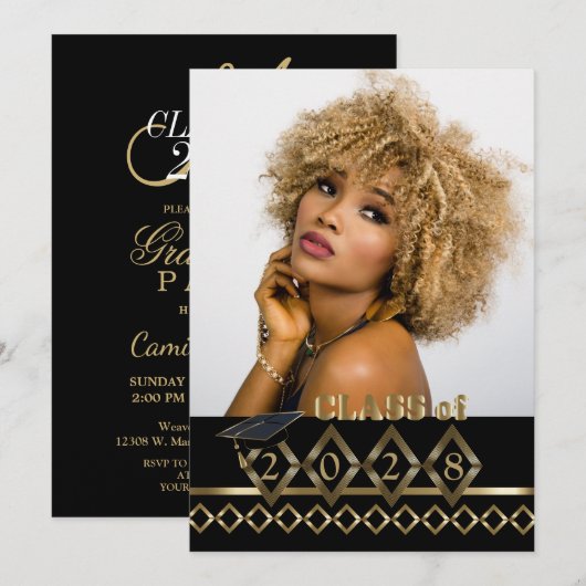 Classy Photo Graduation - Invitation 20XX (Devant / Derrière)