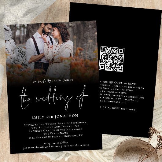 Classy Photo QR-codescript bruiloft zwart Kaart