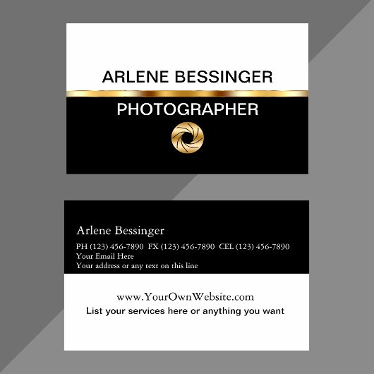 Classy Photographer Visitekaartjes