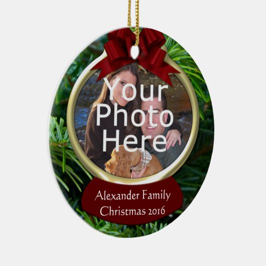 Classy Pine Custom Photo Ornement de Noël (Droite)