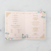 Classy Pink Bow Floral Quinceanera Programma Kaart (Binnen)