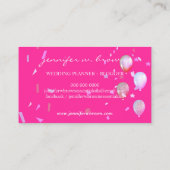 Classy Pink Confetti Flying Bloon Style Visitekaartje (Achterkant)