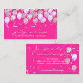 Classy Pink Confetti Flying Bloon Style Visitekaartje (Voorkant / Achterkant)