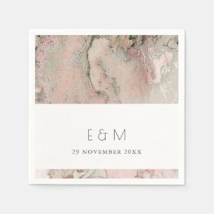 CLASSY PINK DUSKY ROOS GOLD AGATE MONOGRAM WEDDING SERVET