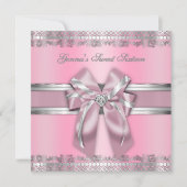 Classy Pink en Silver Invite Kaart (Voorkant)