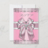 Classy Pink en Silver RSVP (Voorkant)