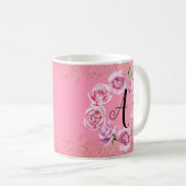 Classy Pink Feminine Roos Initiaal Koffiemok (Voorkant rechts)