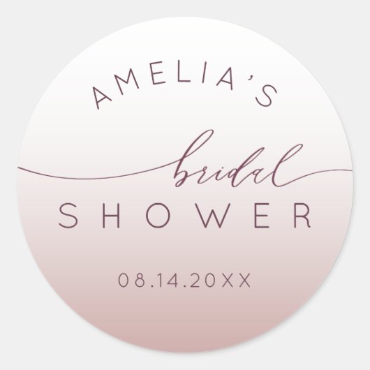 Classy Pink Gradient Bridal Shower Ronde Sticker (Voorkant)