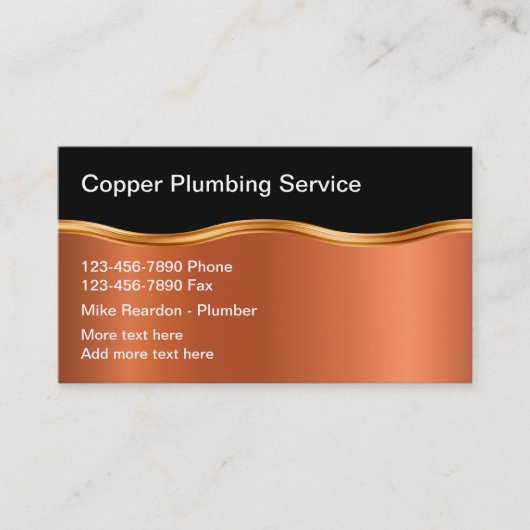 Classy Plumbing Service Copper Style Visitekaartje (Voorkant)